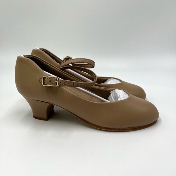 Capezio Jr. Footlight 550 550X Caramel‎ Character Dance Shoes Big Girls Kids 3 - Picture 2 of 15